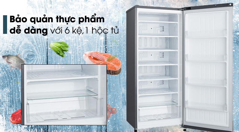 Tủ đông LG 165 lít GN-F304WB - Bảo quản thực phẩm với 6 kệ và 1 hộc tủ