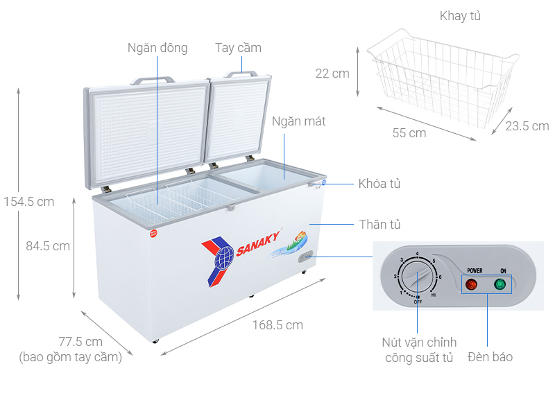 Tủ đông Sanaky 485 lít VH-6699W1