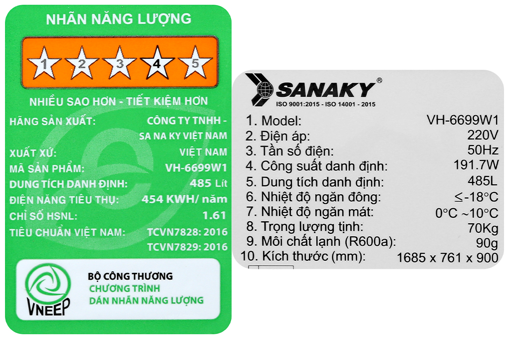 Siêu thị tủ đông Sanaky 485 lít VH-6699W1