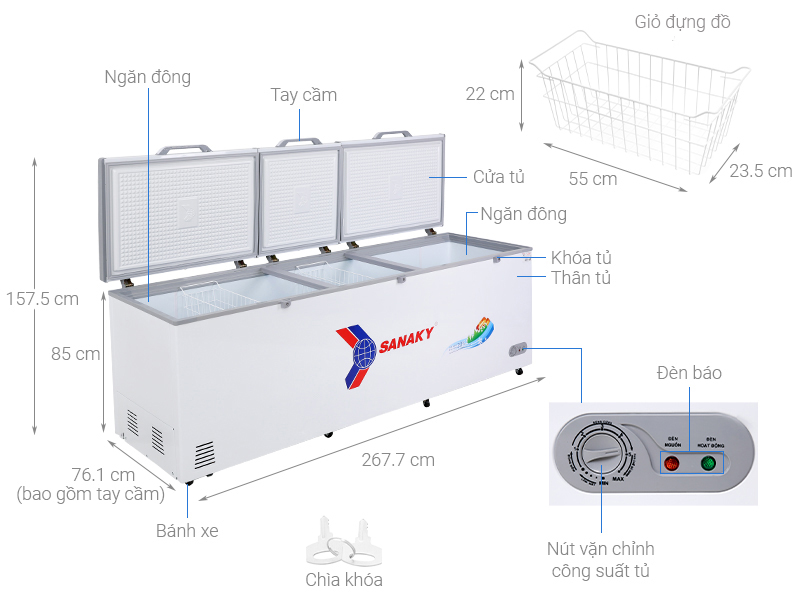 Tủ đông Sanaky 900 lít VH-1199HY