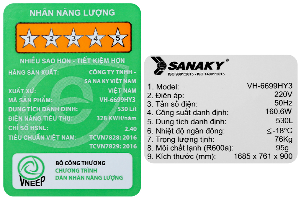 Siêu thị tủ đông Sanaky 530 lít VH-6699HY3