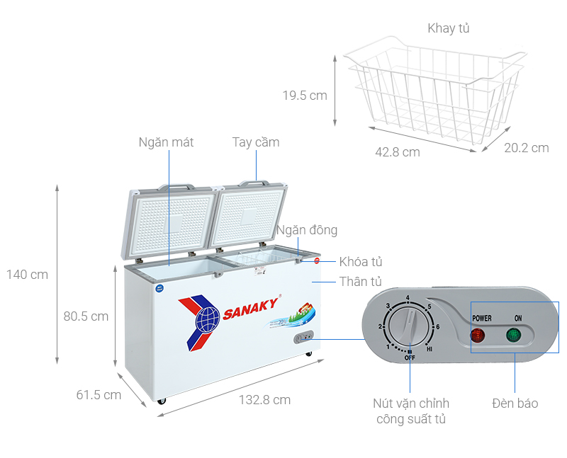 Tủ đông Sanaky 280 lít TD.VH4099W2KD