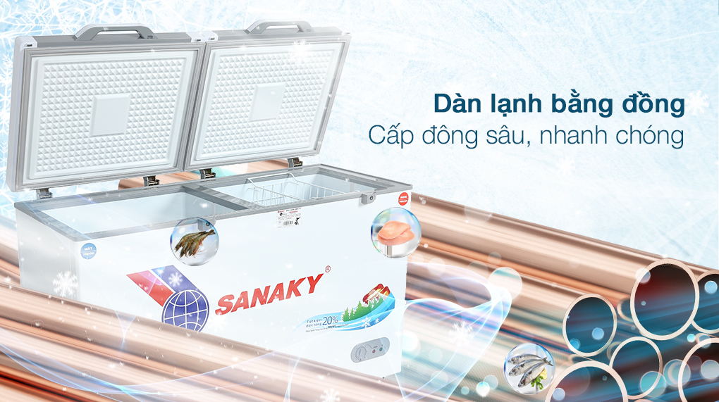 Tủ đông Sanaky 280 lít TD.VH4099W2KD - Dàn lạnh bằng đồng