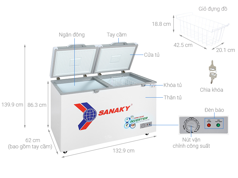 Tủ đông Sanaky Inverter 305 lít TD.VH4099A4K