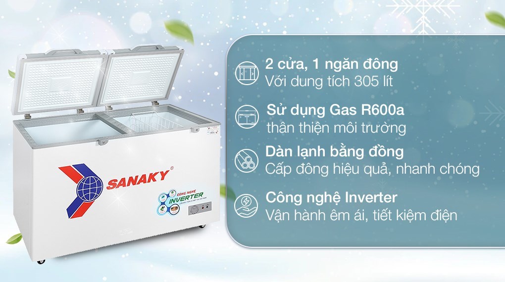 Tủ đông Sanaky Inverter 305 lít TD.VH4099A4K