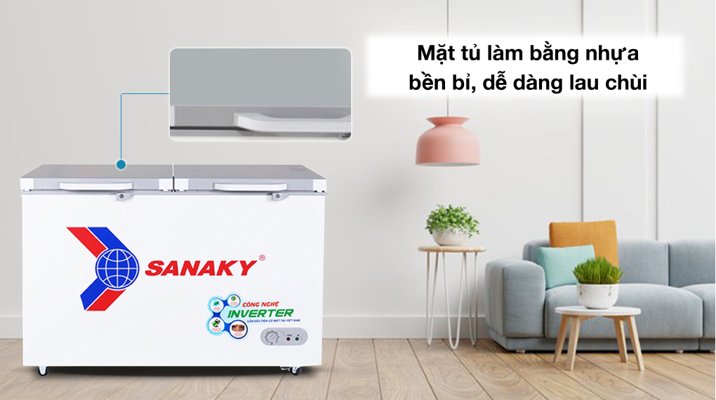 Mặt tủ bằng nhựa - Tủ đông Sanaky Inverter 305 lít TD.VH4099A4K
