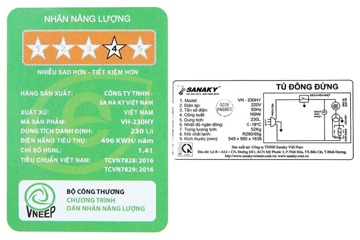 Tủ đông Sanaky 230 lít TD.VH230HY