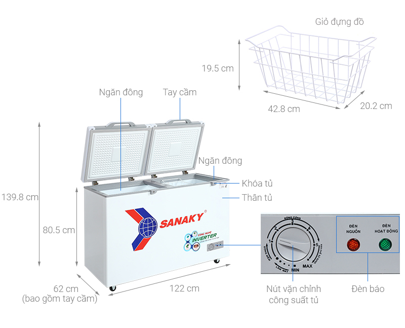 Tủ đông Sanaky Inverter 270 lít TD.VH3699A4K