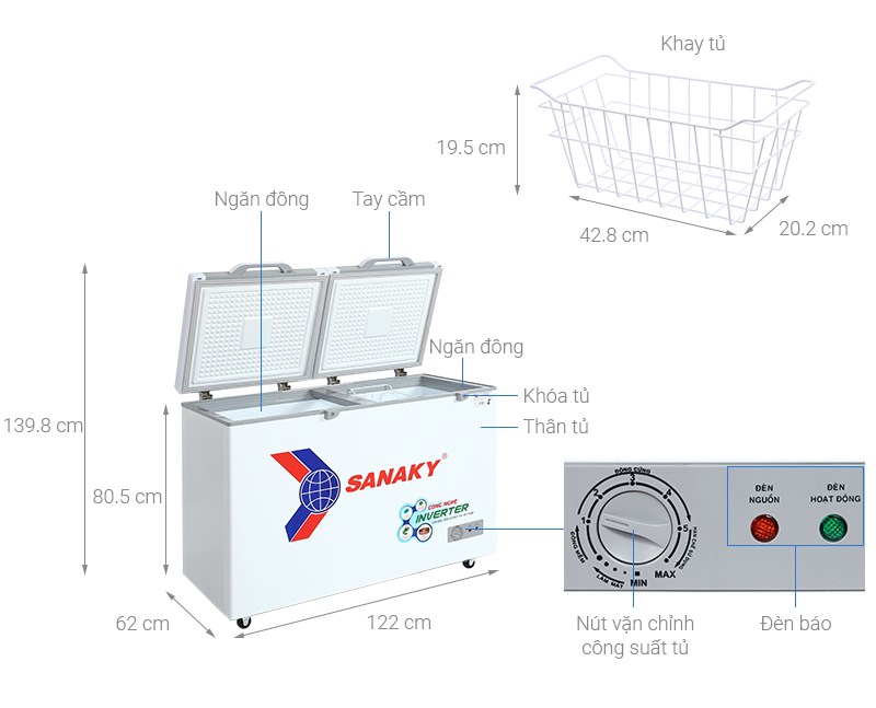 Tủ đông Sanaky Inverter 270 lít TD.VH3699A4K