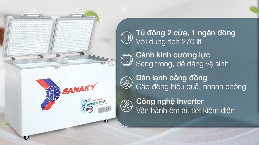 Tủ đông Sanaky Inverter 270 lít TD.VH3699A4K