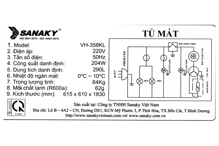 Tủ mát Sanaky 290 lít TM.VH358KL Màu Trắng