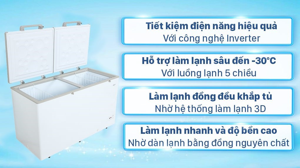 Tủ đông AQUA Inverter 425 lít AQF-C5701E - chính hãng, giá tốt