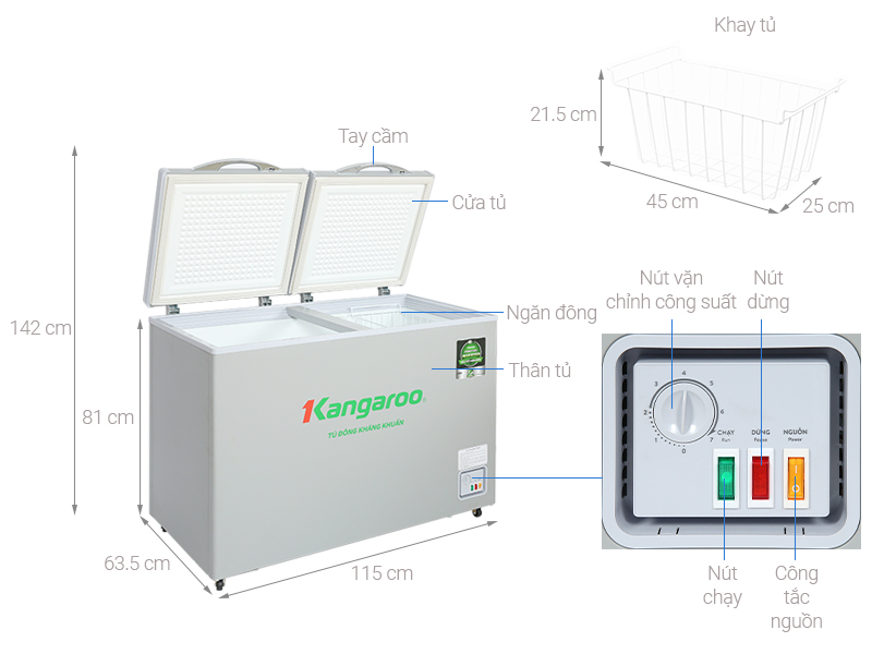 Tủ đông Kangaroo Inverter 290 lít KGFZ290IC1
