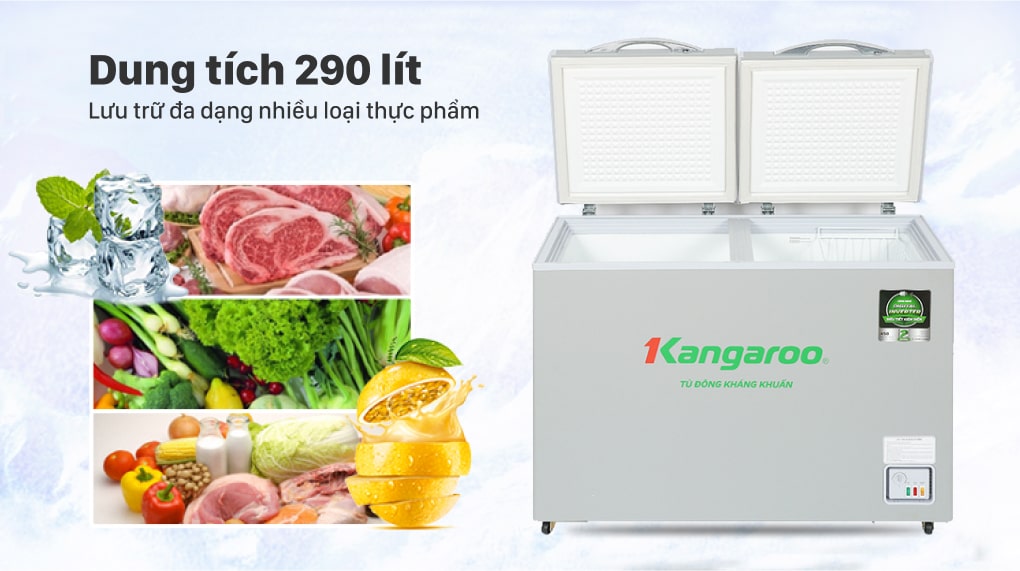 Tủ đông Kangaroo Inverter 290 lít KGFZ290IC1 - Dung tích 290 lít