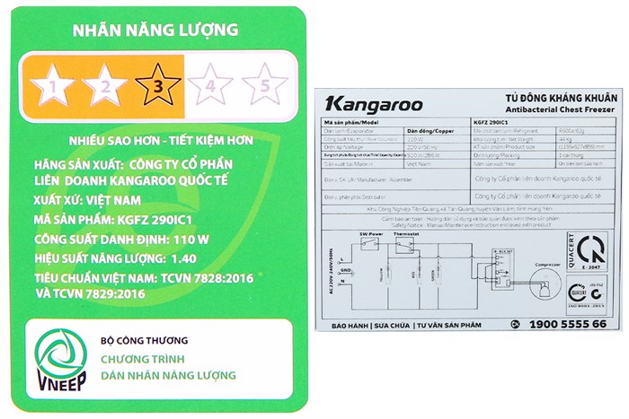 Tủ đông Kangaroo Inverter 286 lít KGFZ290IC1 Màu Xám