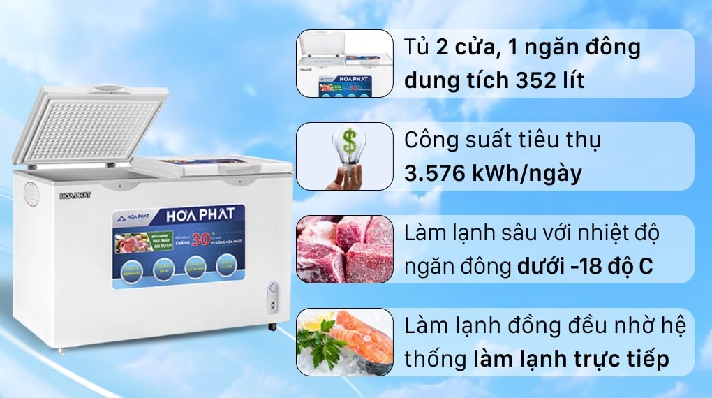 Tủ đông Hòa Phát 352 lít HCF 666S1Đ2