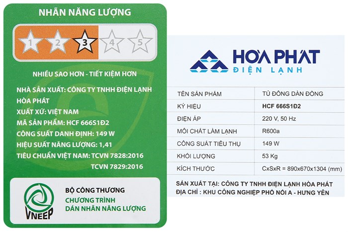 Tủ đông Hòa Phát 352 lít HCF 666S1Đ2 Màu Trắng