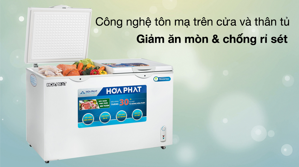 Tủ đông Hòa Phát HCFI 666S1Đ2 -Giảm ăn mòn, chống rỉ sét với công nghệ tôn mạ trên cửa và thân tủ