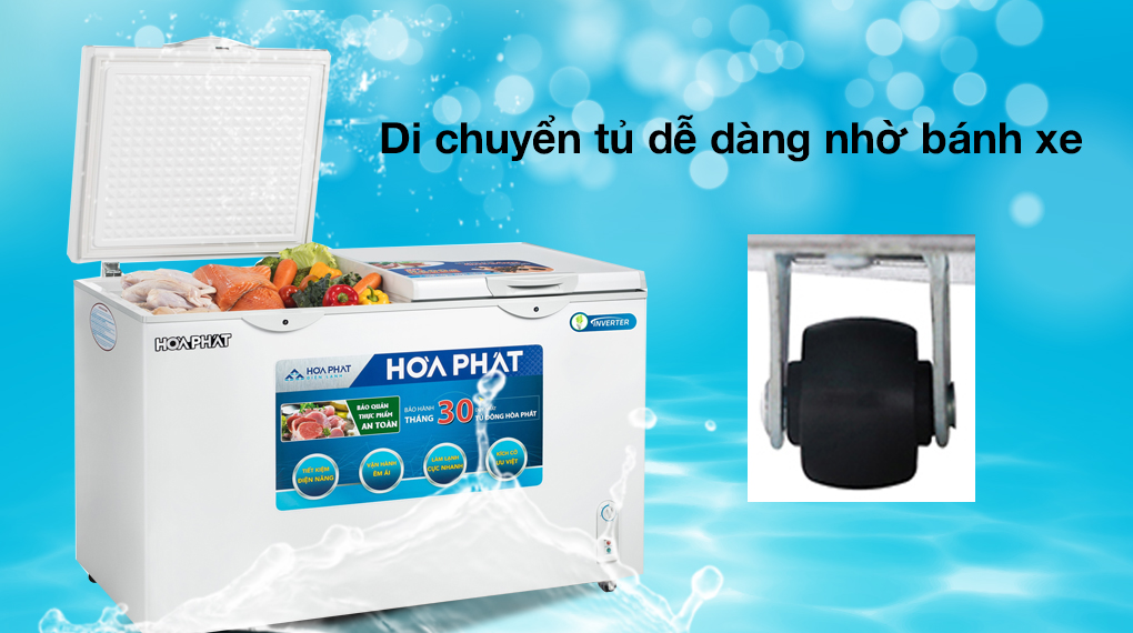 Tủ đông Hòa Phát HCFI 666S1Đ2-Di chuyển tủ dễ dàng với bánh xe động