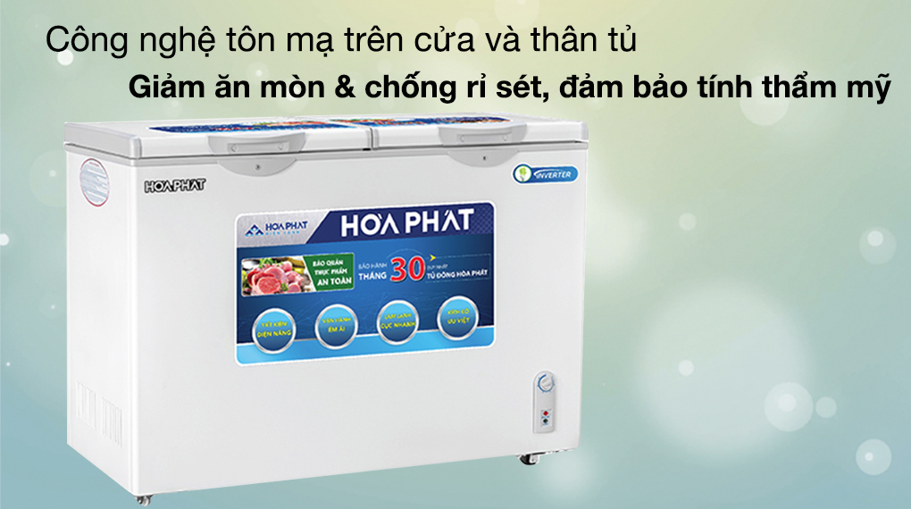 Tủ đông Hòa Phát HCFI 656S2Đ2-Giảm thiểu tình trạng rỉ sét, chống ăn mòn trên bề mặt cửa và thân tủ