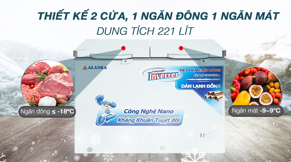 Tủ đông Alaska Inverter 221 lít BCD 3568CI