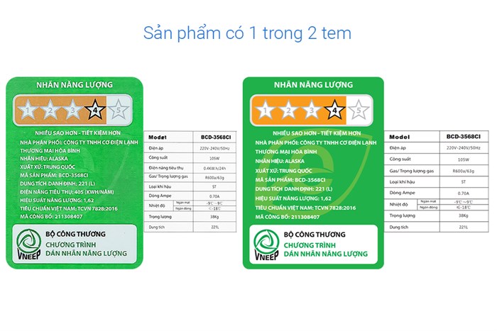 Tủ đông Alaska Inverter 221 lít BCD 3568CI Màu Trắng