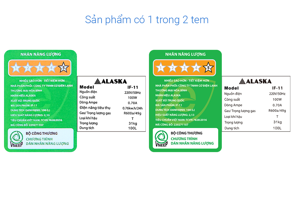 Tủ đông Alaska 100 lít IF 11 Màu Trắng