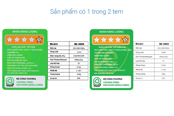 Tủ đông Alaska Inverter 295 lít BD 400CI Màu Trắng