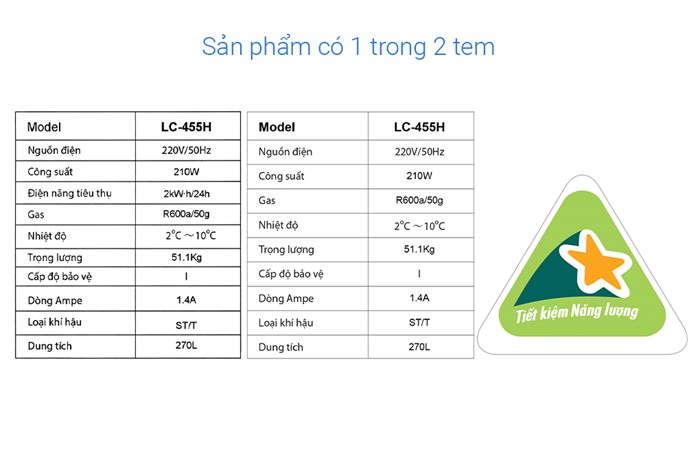 Tủ mát Alaska 270 lít LC 455H