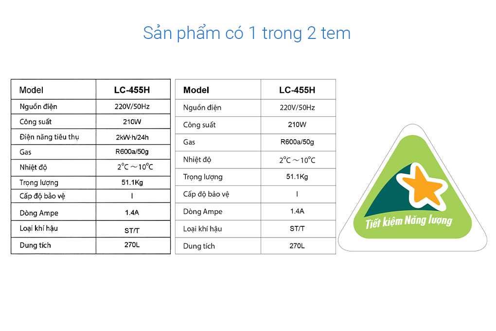 Tủ mát Alaska 270 lít LC 455H Màu Trắng