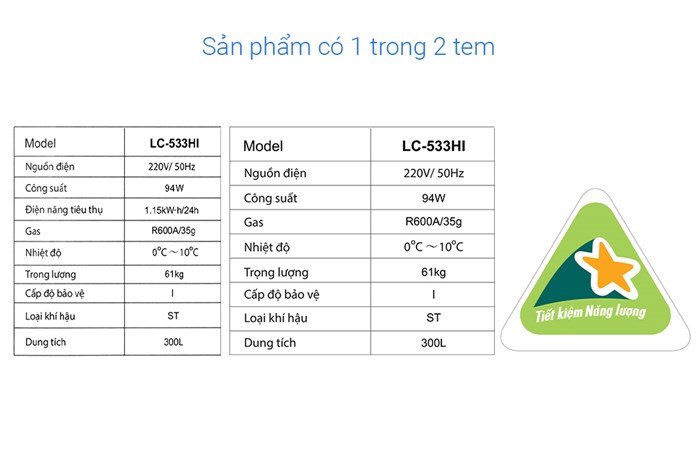 Tủ mát Alaska Inverter 300 lít LC 533HI