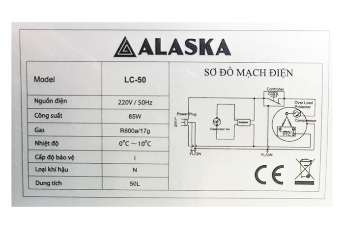 Tủ mát Alaska 50 lít LC 50 Trắng Màu Trắng