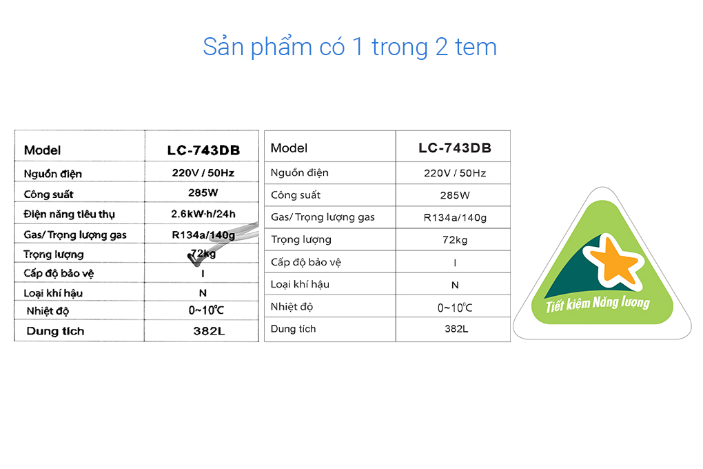 Tủ mát Alaska 382 lít LC 743DB Màu Trắng