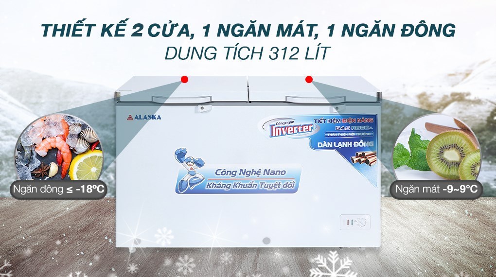 Tủ đông Alaska Inverter 312 lít BCD 5068CI