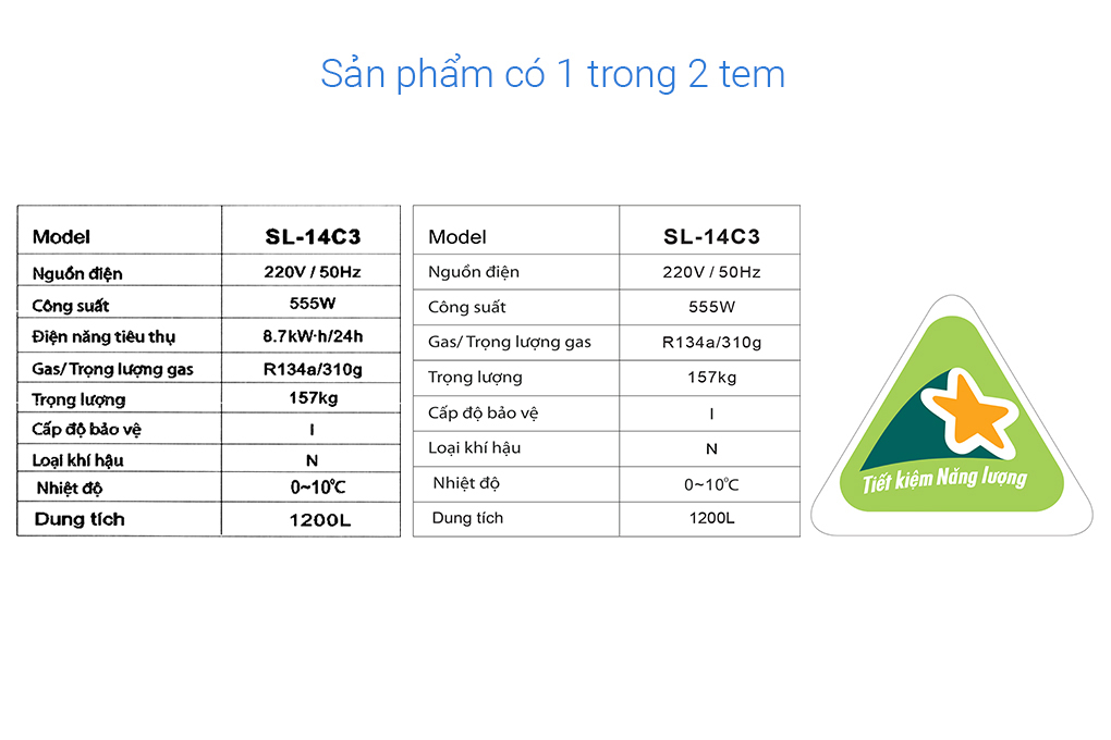 Tủ mát Alaska 1200 lít SL 14C3 Màu Trắng