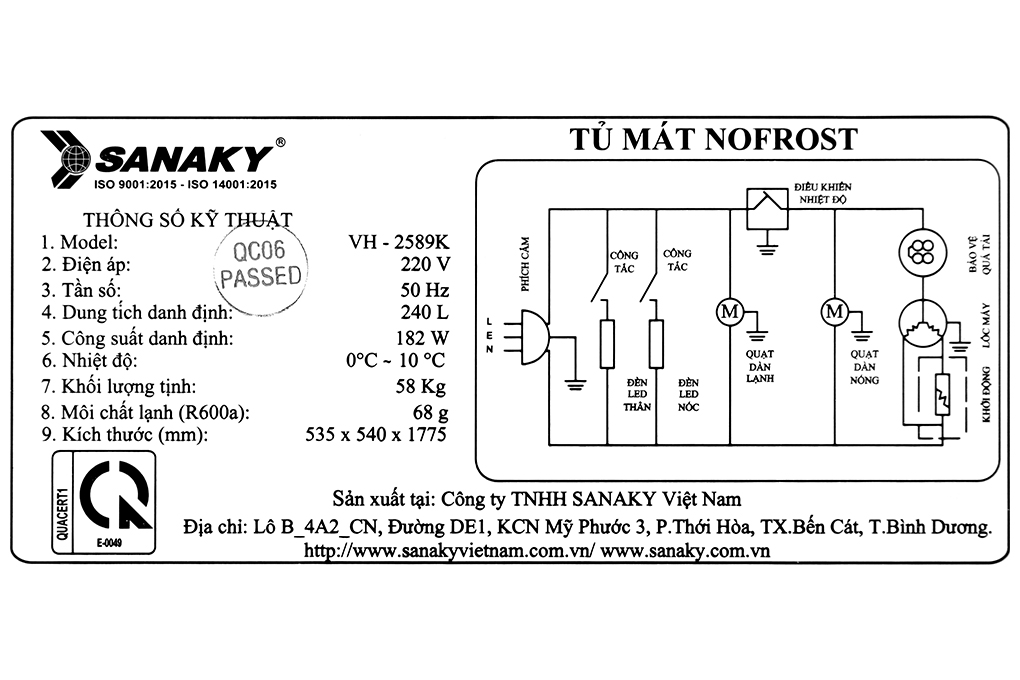Tủ mát Sanaky 240 lít VH-2589K - 10