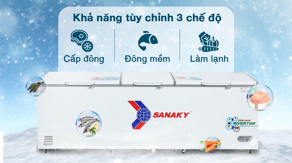 Tủ đông Sanaky Inverter 900 lít VH-1199HY3