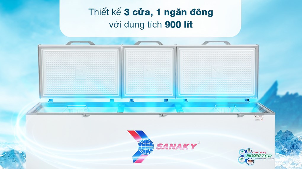 Tủ đông Sanaky Inverter 900 lít VH-1199HY3 - Tổng quan thiết kế