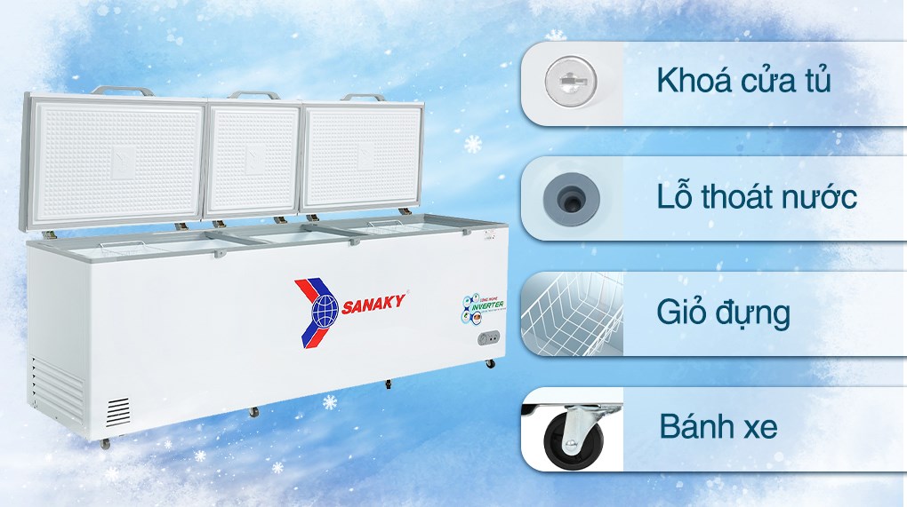 Tủ đông Sanaky Inverter 900 lít VH-1199HY3 - Tiện ích