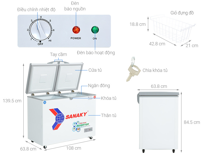 Tủ đông Sanaky Inverter 220 lít VH-2899W3