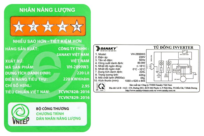 Tủ đông Sanaky Inverter 220 lít VH-2899W3 Màu Trắng