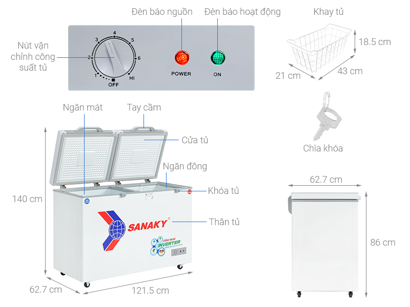 Tủ đông Sanaky Inverter 260 lít VH-3699W4K