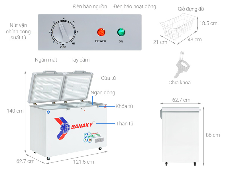 Tủ đông Sanaky Inverter 260 lít VH-3699W4K