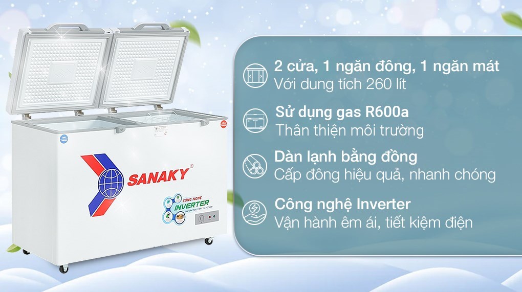 Tủ đông Sanaky Inverter 260 lít VH-3699W4K