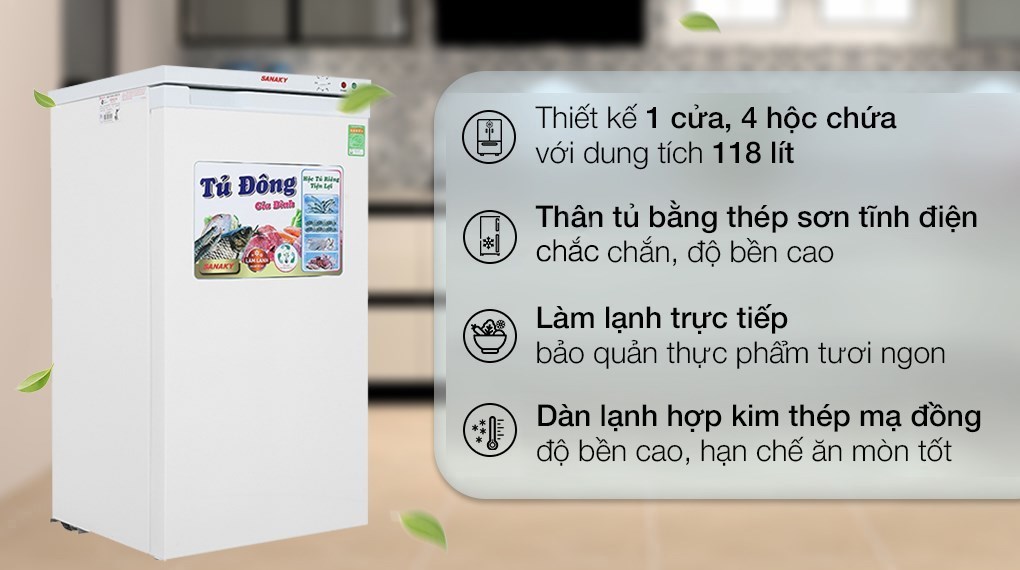 Tủ đông Sanaky 118 lít TD.VH160VD