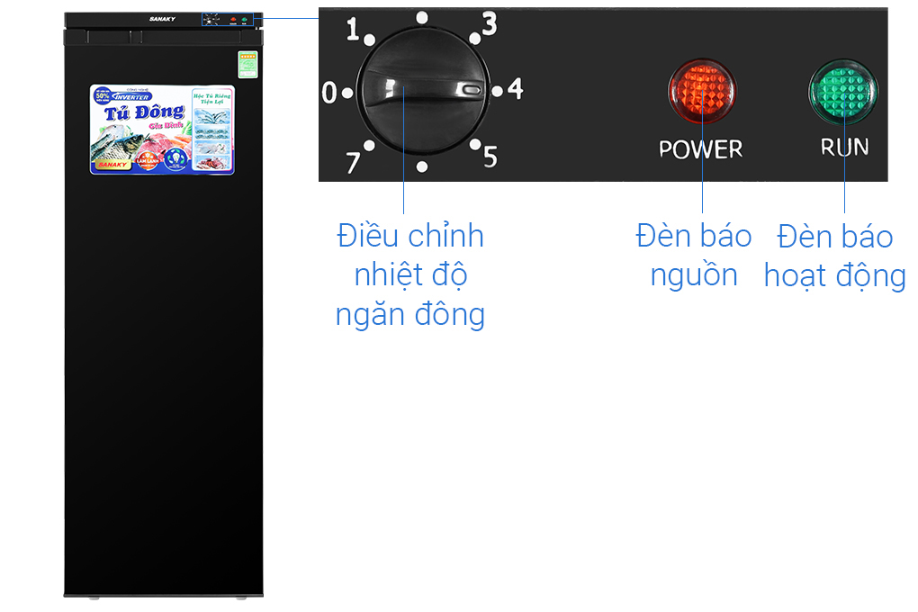 Tủ đông Sanaky Inverter 213 lít TD.VH230VD3 Màu Đen