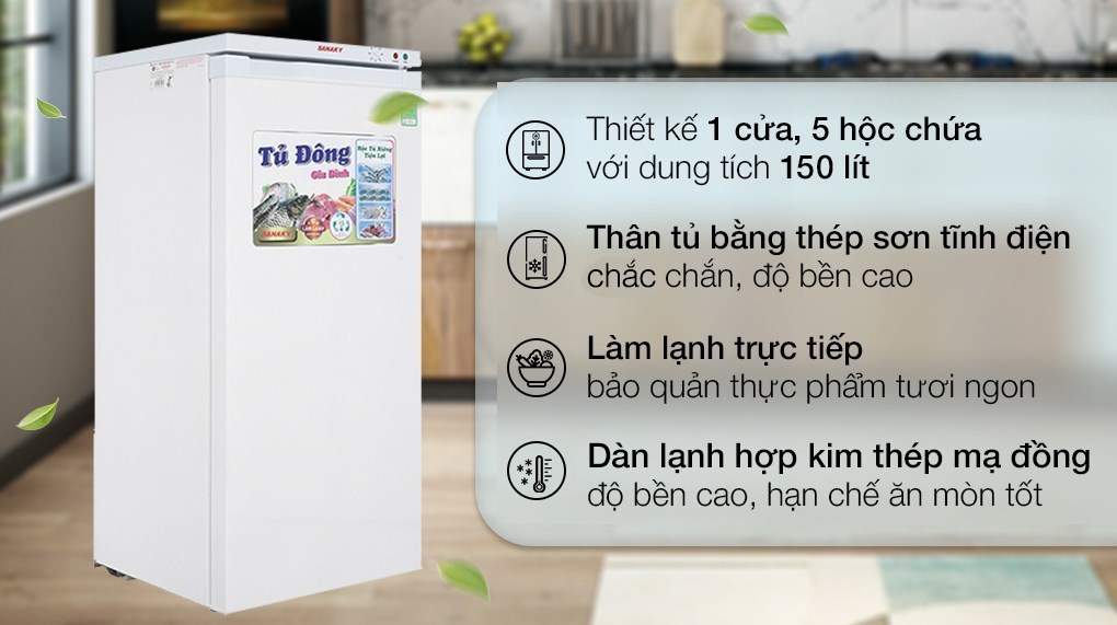 Tủ đông Sanaky 150 lít TD.VH180VD