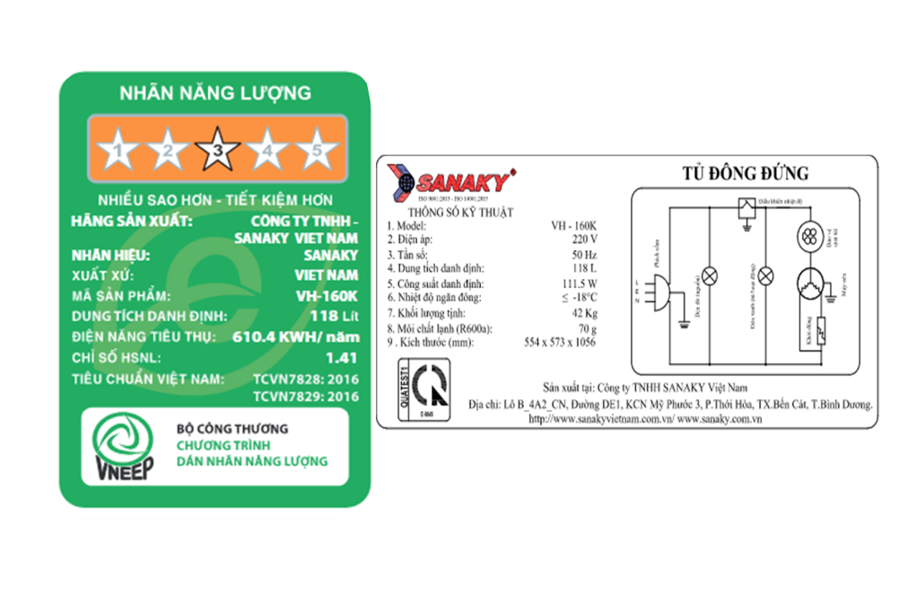 Tủ đông Sanaky 118 lít TD.VH160K Màu Đen