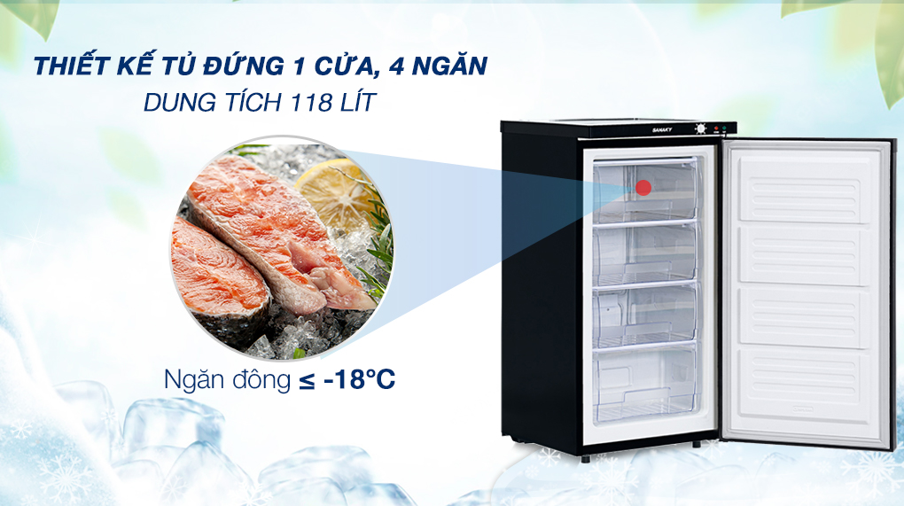 Tủ đông Sanaky 118 lít TD.VH160K - Thiết kế