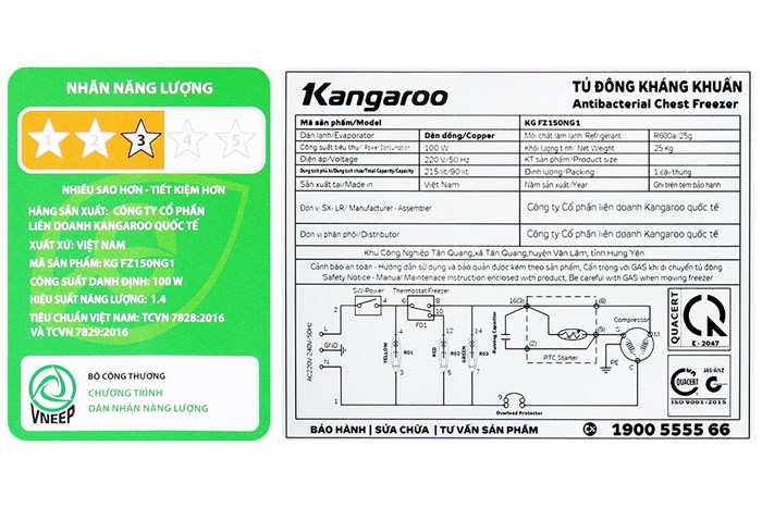 Tủ đông Kangaroo 90 lít KGFZ150NG1 Màu Xám